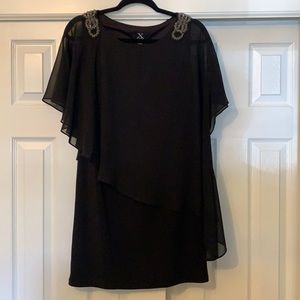 X by xscape asymmetrical sheer formal mini dress